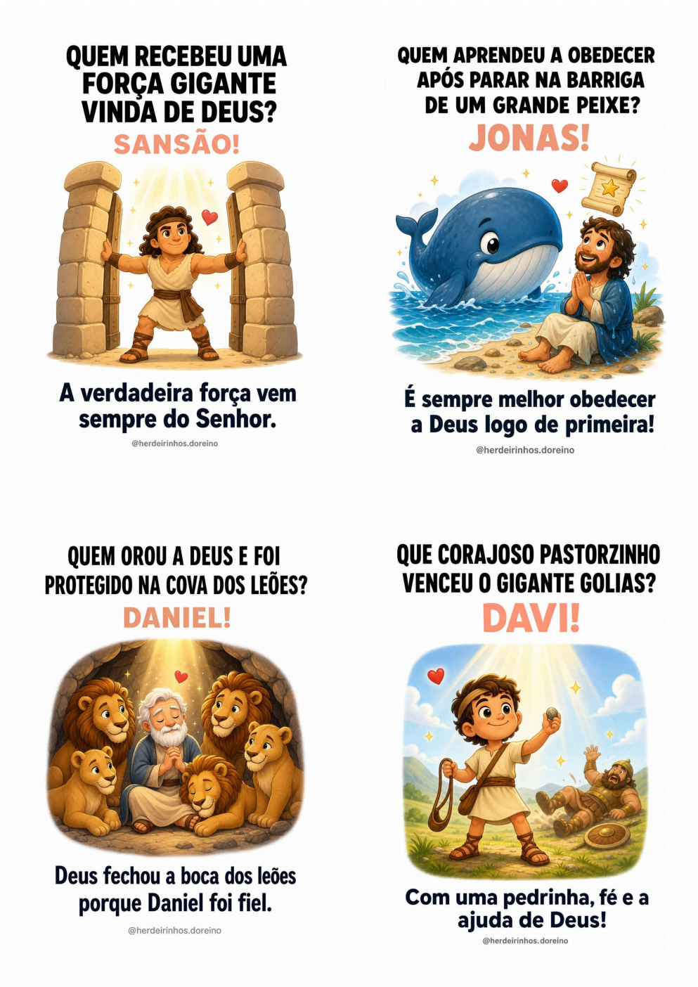 100 Sementinhas do Reino na versão impressa, com quatro cards ilustrados