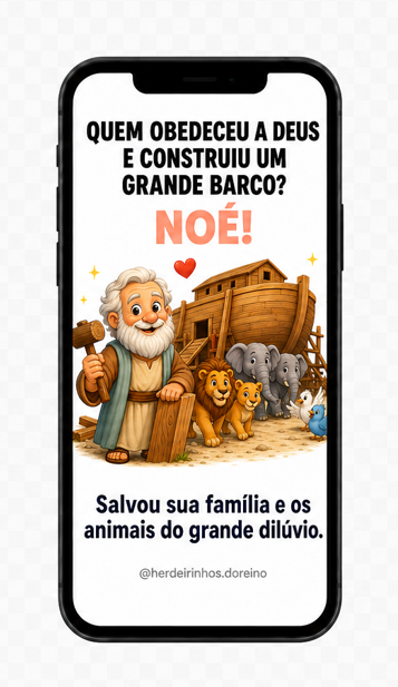 Card do Noé das 100 Sementinhas do Reino exibido na tela do celular