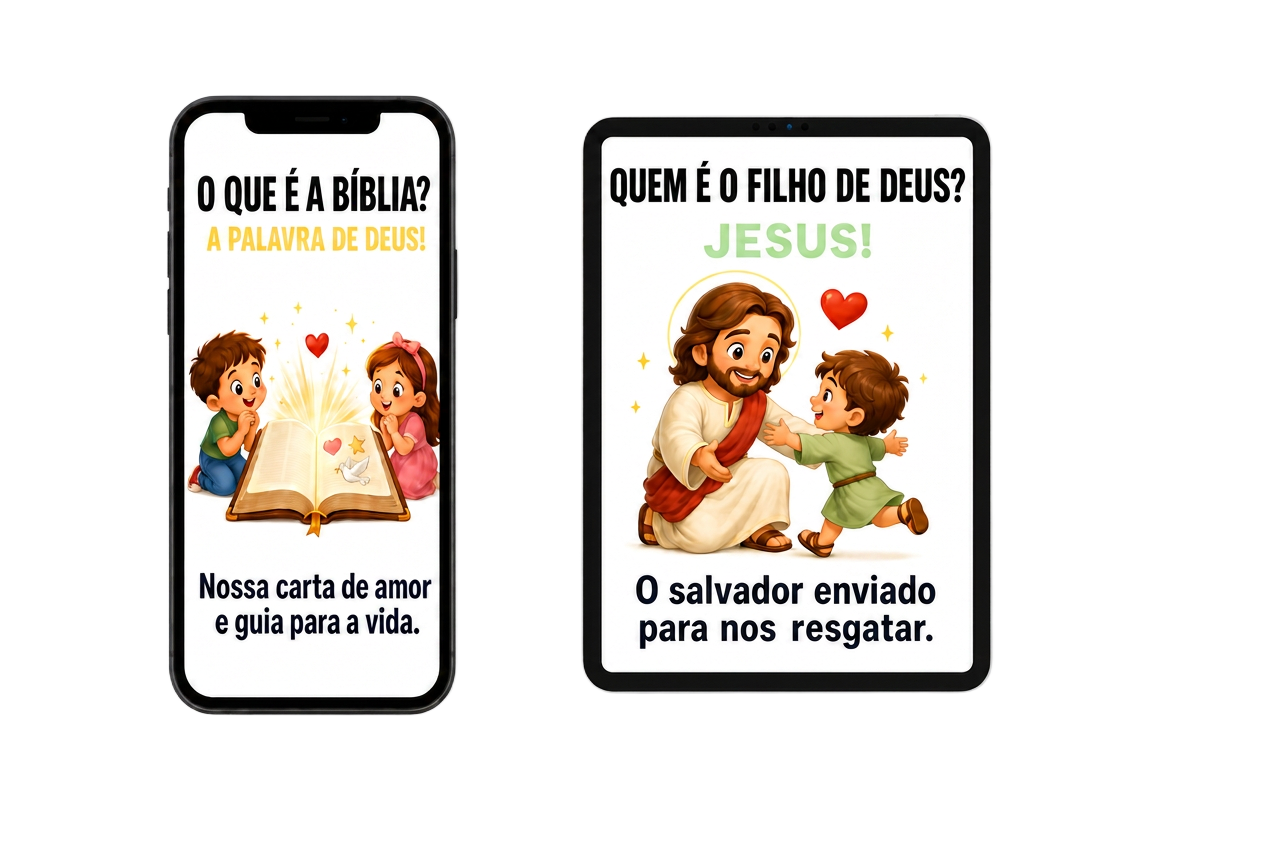 Cards do 100 Sementinhas do Reino exibidos no celular e no tablet